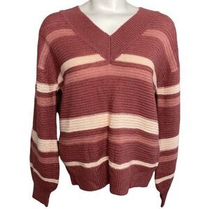 Derek Heart Sweater Top Juniors' MEDIUM Pink Peach Ivory Oversized Relaxed NEW